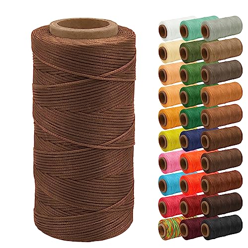 Uiopa Wachsfaden, 0,8mm x 270m Flacher Ledergarn Gewachst, Leder Nähen Faden Sattlergarn Gewachste für Nähprojekte, Reparatur, Buchbinden, DIY Basteln von Uiopa