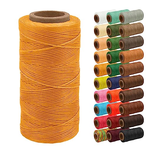 Uiopa Flacher Wachsfaden, 1mm x 200m Gewachst, Leder Nähen Faden, Sattlergarn, Polyester, für Lederprojekte, Reparatur, Buchbinden, DIY Basteln von Uiopa