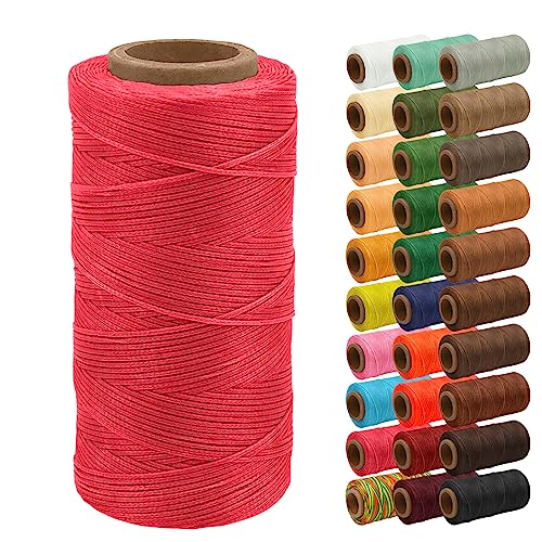 Uiopa Wachsfaden, 1mm x 200m Flacher Ledergarn Gewachst, Leder Nähen Faden Sattlergarn Gewachste für Nähprojekte, Reparatur, Buchbinden, DIY Basteln von Uiopa