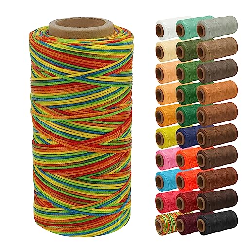 Uiopa Wachsfaden, 1mm x 200m Flacher Ledergarn Gewachst, Leder Nähen Faden Sattlergarn Gewachste für Nähprojekte, Reparatur, Buchbinden, DIY Basteln von Uiopa