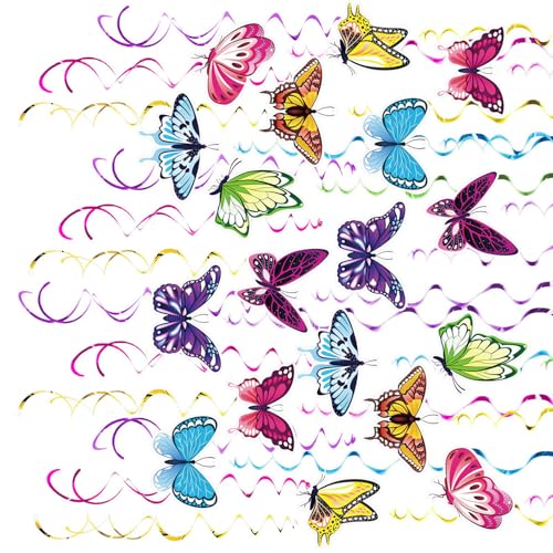 48 bunte Schmetterlinge Spiralen zum Aufhängen von Schmetterlingen, auffällige Wirbel zum Aufhängen für einzigartige Partys, Heimdekoration von Uitndvyte