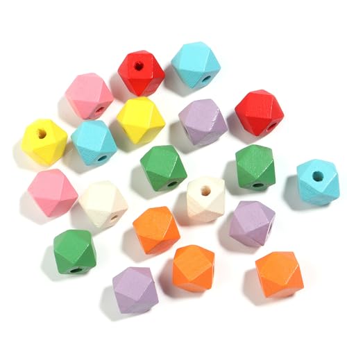60 PCs Geometrische Holzperlen Basteln Kügelchen Farbenfrohe Hölzerne Perlen Leicht Für Kunst Und Handwerksprojekte Und Schmuckhersteller von Uitndvyte