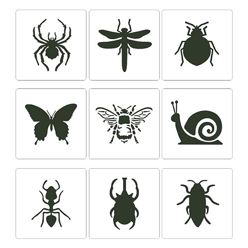 9 Stück wiederverwendbare Insektentier-Malschablonen für Haustiere, Graffiti-Schablonen zum Zeichnen, Sammelalbum, Handwerksprojekt von Uitndvyte