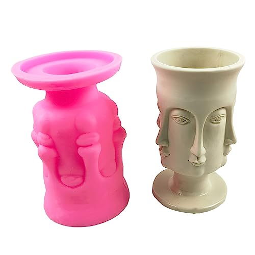 Blumentopf-Silikonform, menschliches Gesicht, Betonform, Blumentopf, Zementform, Silikon von Uitndvyte