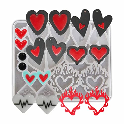 Liebesherz, Kombination, Ohrringe, Epoxidharz, Ornament, Gießharz, Anhänger, geeignet für die Heimdekoration Liebesherz, Kombination, Ohrringe, Epoxidharz, Ornament, Gießharz, Anhänger, geeignet für die Heimdekoration von Uitndvyte