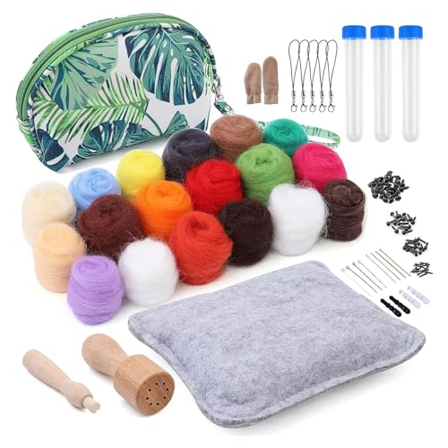 Nadelfilz-Starterset, 18 Farben, Wollfilzwerkzeug und Aufbewahrungstasche, Tierfilzversorgung Nadelfilz-Starterset, 18 Farben, Wollfilzwerkzeug und Aufbewahrungstasche, Tierfilzversorgung von Uitndvyte