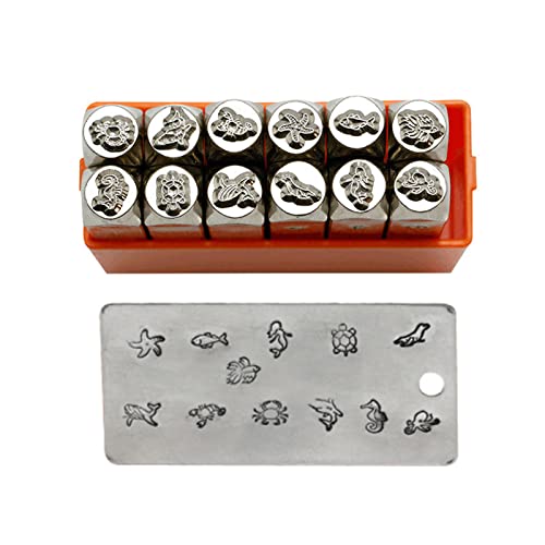 Stempel-Set, 12 Stück, 6 mm, Tierform, mattes Metall, zum Gravieren von Metall, Leder, Holz von Uitndvyte