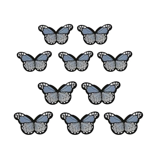 Uitndvyte 10 Stück Schmetterling Bügelbild bestickt Schmetterling Applikation Aufnähen Reparatur Patch für Kleidung Jacke Jeans Tasche Hut von Uitndvyte