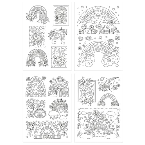 Wasserlöslicher Stabilisator für Stickereien, wasserlöslich, selbstklebend, Stickerei-Transferpapier mit vorgedrucktem Muster, 4 Stück von Uitndvyte