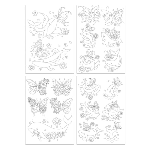 Wasserlöslicher Stabilisator für Stickereien, wasserlöslich, selbstklebend, Stickerei-Transferpapier mit vorgedrucktem Muster, 4 Stück von Uitndvyte