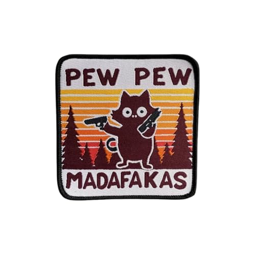 1 Pcs PEW PEW Patches,Katze Patch,Aufnäher Lustiger Weinender Katze Bestickte Applikationen Süße DIY Aufkleber Zubehör für Rucksäcke Hundegeschirre Sporttaschen Hüte (CUSTOM-0514) von Uixxducc