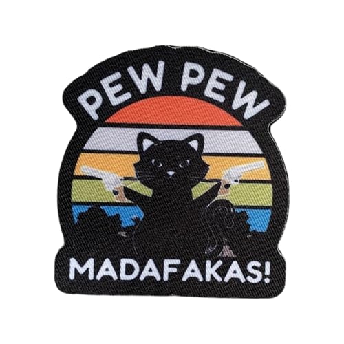 1 Pcs PEW PEW Patches,Katze Patch,Aufnäher Lustiger Weinender Katze Bestickte Applikationen Süße DIY Aufkleber Zubehör für Rucksäcke Hundegeschirre Sporttaschen Hüte (CUSTOM-0517) von Uixxducc