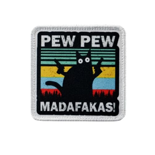 1 Pcs PEW PEW Patches,Katze Patch,Aufnäher Lustiger Weinender Katze Bestickte Applikationen Süße DIY Aufkleber Zubehör für Rucksäcke Hundegeschirre Sporttaschen Hüte (CUSTOM-0706) von Uixxducc