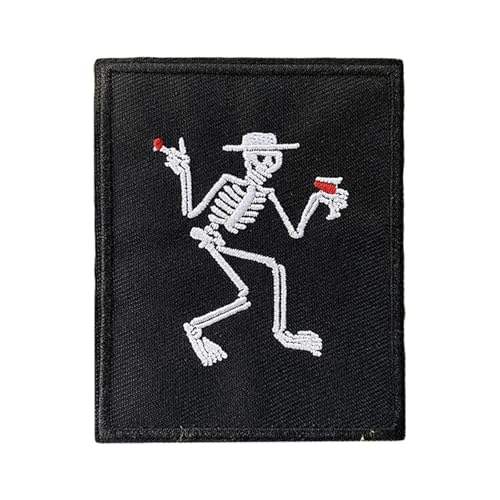 1 Pcs Skull with Wine Glass Patches Klett Lustig Krokodile Patch Militär Patch Taktik Moral Aufnäher Für DIY Taktische Kleidung, Jacken, Jeans, Rucksäcke von Uixxducc