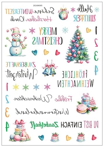 1pcs Rub on Sticker Winter Weihnachtskerzen Transferaufkleber Rub Ons Weihnacht Deko Geschenk Aufkleber Selbstklebend Bunt Rub Ons Folie Für Glas Holz Keramik DIY Geschenkideen (L) von Uixxducc