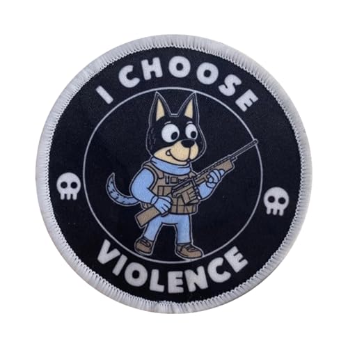 "I CHOOSE VIOLENCE "Dog Funny Moral Tactical Patch Hook and Loop Badge Meme Patches für Applique Zubehör für Rucksäcke, Westen, Jacken, Jeans, Hüte von Uixxducc
