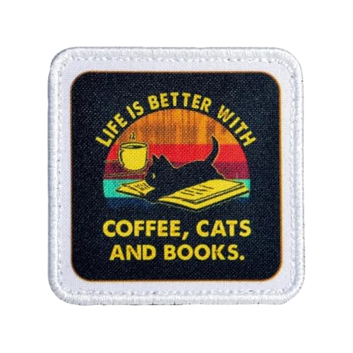 "Life Is Better with Cats, Books, and Coffee" Patches Klett, Katzen Schönheit Gewehre Military Patch Taktische Moral Klett Patches Aufnäher für Hüte Taschen Jacken Jeans Taktische Ausrüstung "Life Is Better with Cats, Books, and Coffee" Patches Klett, Katzen Schönheit Gewehre Military Patch Taktische Moral Klett Patches Aufnäher für Hüte Taschen Jacken Jeans Taktische Ausrüstung von Uixxducc