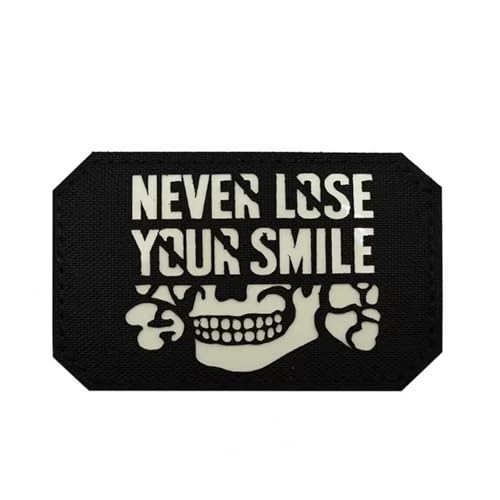 Never Lose Your Smile Klett Patches Taktische Militär Aufnäher Patch Leuchtendes Moral Reflektierender Patch Für Taktische Kleidung Rucksack Mütze Uniform (M00422-2) von Uixxducc