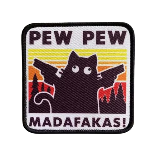 PEW PEW Madafakas Patches Lustig Patch Klett Tactical Morale Patch Black Cat Aufkleber Funny Hook & Loop Aufnäher für Taktische Rucksack Mütze Jacke von Uixxducc