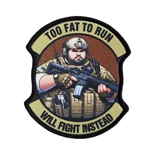 TOO FAT TO RUN Patches Klett Lustig Taktische Patches Hook and Loop Aufnäher Patch zum Aufbügeln Applique for DIY Kleidung Rucksäcke Gear Hat Backpack Jackets von Uixxducc