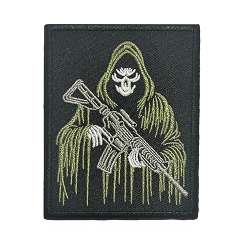 Totenkopf Aufnäher Gesticktes Moral Patches Abzeichen Patch Applique Hook & Loop Emblem für Helme, Rucksäcke, Taschen, Geschirre, Westen, Militäruniformen, Jacken, Jeans, Hüte von Uixxducc