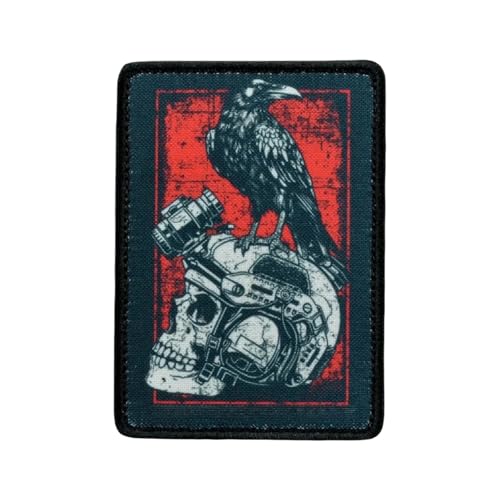 "Victory or Death" Schädel Schwarze Krähe Patches Klett, Schädel Aufnäher Taktische Morale Aufnäher Klettbänder Applikation Für DIY Uniform, Rucksäcke, Taktische Westen von Uixxducc