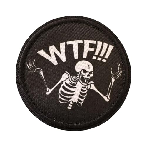 WTF Funny Skull Patrol Patch, Haken und Schleife Patch,Tactical gestickte Patches, für Rucksäcke, Hundegeschirr, Armee-Westen, Sporttaschen, Hüte, Helme von Uixxducc