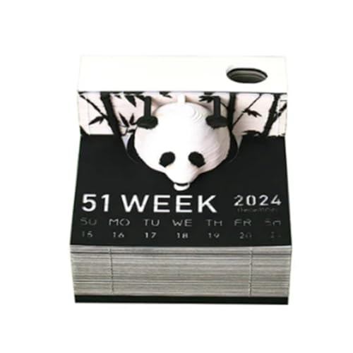 Ujjdwiurgh 1 Stück 3D-Papierkunstkalender 2024 Panda 3D-Notizblock Notizblöcke Kawaii Haftnotizen Weihnachten Geburtstagsgeschenk von Ujjdwiurgh