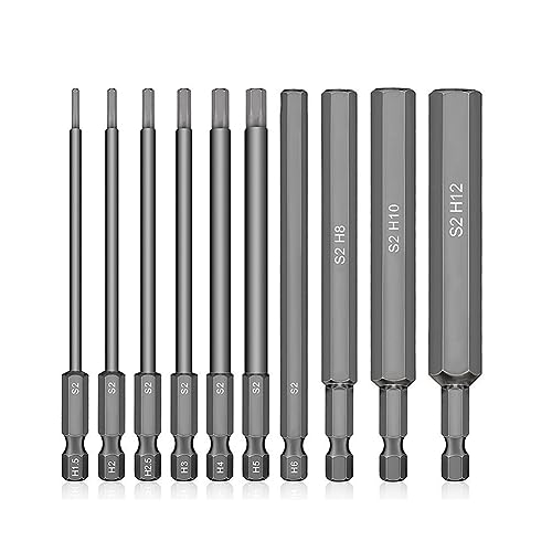 Ujjdwiurgh 10 St¨¹ck Sechskantschl¨¹ssel-Bohrer, Metrisch, H1,5¨CH12, Elektrischer Sechskant-Schraubendreher, Stecknuss, Stahl, 50 mm von Ujjdwiurgh