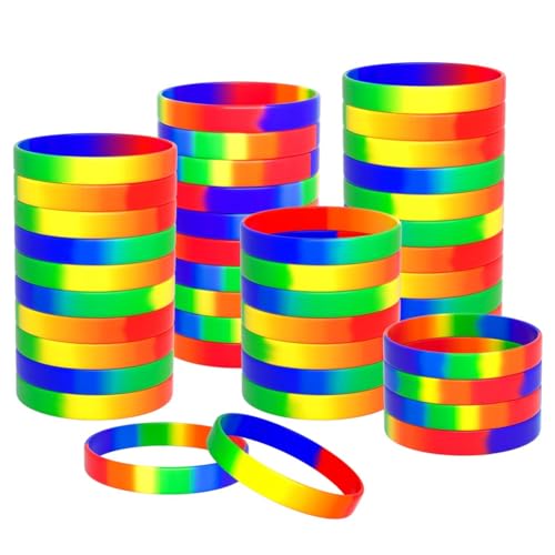 Ujjdwiurgh 100 Stück Armband Großhandel Regenbogen-Armband Pride Armband Geschenke Silikagel-Pride-Zubehör Partydekorationen Zubehör von Ujjdwiurgh