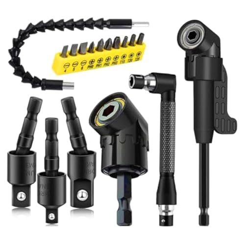 Ujjdwiurgh 17 Flexible Bohrerverl?ngerungen, 3 Drehbare Steckschl¨¹sseladapter, 3 Rechtwinklige Bohraufs?tze, 10 Schraubendreherbits von Ujjdwiurgh