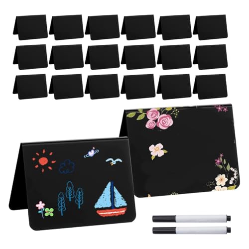 Ujjdwiurgh 20 Stück PVC Buffet, Mini-Kreidetafeln Set, Abwischbare Tischplatte Mini-Kreidetafeln, Namensschild Tischkarte Preisschilder von Ujjdwiurgh