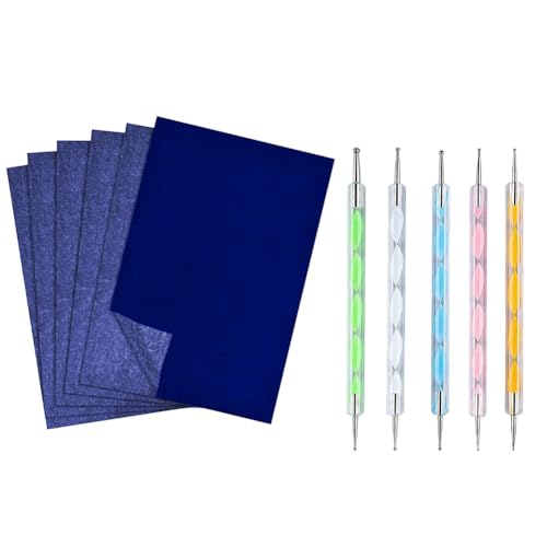 Ujjdwiurgh 200 Blatt Graphit-Abklatschpapier Kohle-Transferpapier mit Prägestift Werkzeug Blau zum Abzeichnen von Ujjdwiurgh