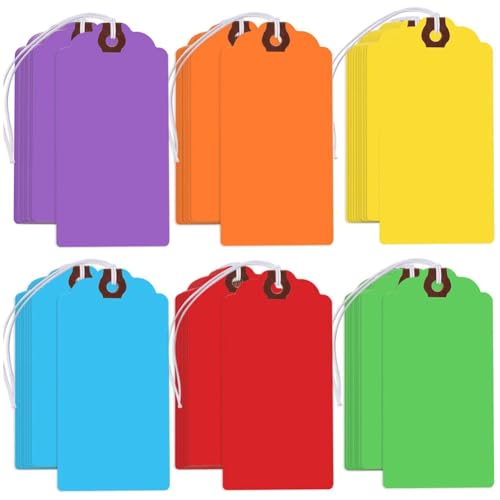 Ujjdwiurgh 300 St¨¹ck Farbige H?ngeetiketten mit Elastischen Schn¨¹ren, Blankes Papier, Beschreibbare Geschenkanh?nger, Versandanh?nger, Preisschilder f¨¹r Alle Anl?sse von Ujjdwiurgh