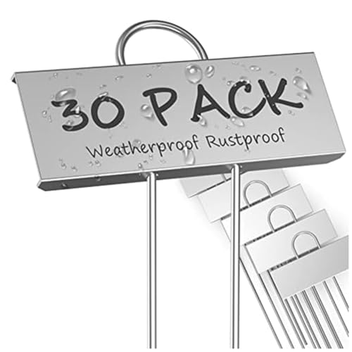 Ujjdwiurgh 30er-Pack Metall-Pflanzenetiketten, Wetterfeste Gartenmarkierungen, Wiederverwendbare Kindergartenetiketten für Gemüse, Blumen, Samen, Gewächshaus, Langlebig, Einfache Installation von Ujjdwiurgh