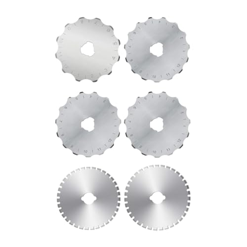 Ujjdwiurgh 45-Mm-Rotationsschneiderklingen mit Häkelkante, Rotationsklingen mit Überspringstich, Perforierende Rotations-Ersatzklinge, 6er-Pack, Langlebig, Einfach zu Verwenden von Ujjdwiurgh