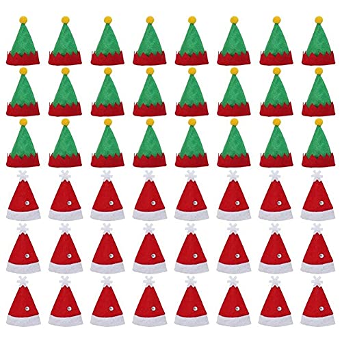 Ujjdwiurgh 48 StüCk Mini Weihnachtsmann Weihnachten Hut Lollipop Top Topper Abdeckung Frohe Weihnachten Dekorationen Wein Flasche Schutz Kappe von Ujjdwiurgh