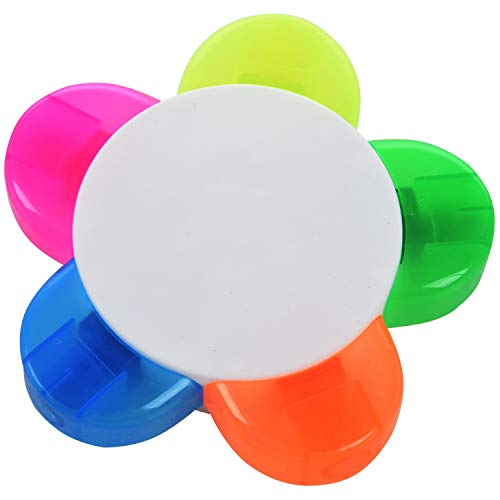 Ujjdwiurgh 5-farbig Textmarker Marker Stift Schreibwaren Blumen-Form (Pink, Gelb, Blau, Gruen, Orange) von Ujjdwiurgh