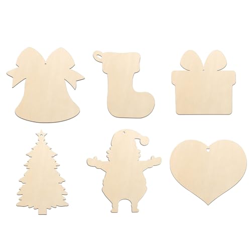 Ujjdwiurgh 60 Stück Weihnachtsschmuck, Unbehandeltes, Hängende Weihnachtsanhänger mit Seilen für DIY-Bastelarbeiten, Winter-Weihnachtsdekoration von Ujjdwiurgh