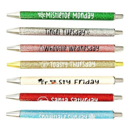 Ujjdwiurgh 7 StüCk Weihnachts-Wochentagsstifte, Glitzerstift mit Lustigen SprüChen, Lebendige, Passive, Ausgefallene Kugelschreiber, SüßE Geschenke Ujjdwiurgh 7 StüCk Weihnachts-Wochentagsstifte, Glitzerstift mit Lustigen SprüChen, Lebendige, Passive, Ausgefallene Kugelschreiber, SüßE Geschenke von Ujjdwiurgh
