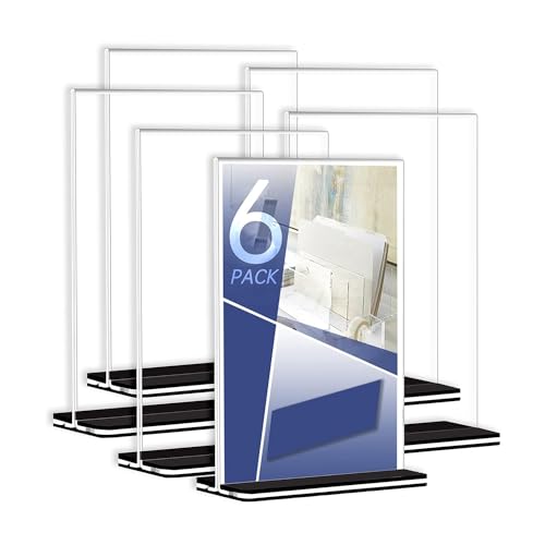 Ujjdwiurgh Acryl-Schilderhalter 8,5 X 11, 6er-Pack T-Förmiger Tischständer, Doppelseitig von Ujjdwiurgh