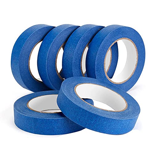 Ujjdwiurgh Malerband, Blaues Klebeband, 6er-Pack X 1 X 55 Yards, Krepppapier-Abdeckband, Farbband f¨¹r Wandmalerei, Kunsthandwerk von Ujjdwiurgh