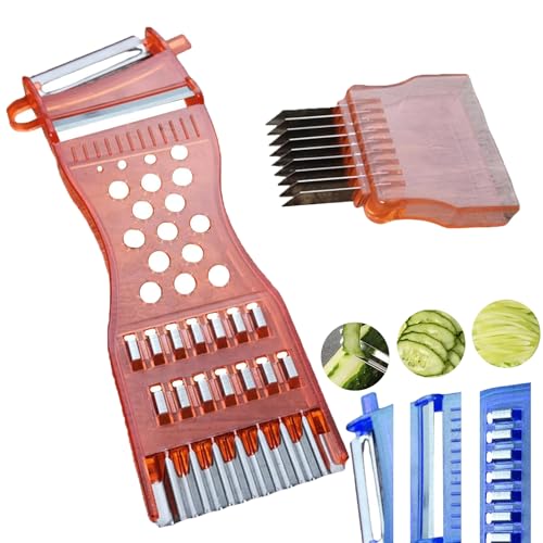 Ukisisi Gemüsefriseur,multifunktions-gemüseschäler Aus Edelstahl,6-in-1 Multifunktions-gemüseschäler Einfaches,Küchenwerkzeug, Multifunktionaler Reibenschäler Aus,für Obst Mühelos Spülmaschinenfest-B von Ukisisi