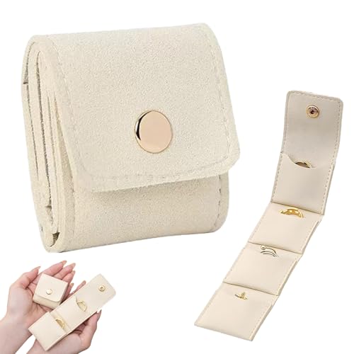 Ukisisi Mini-Reise-Schmucktasche，halskette Mit Schmuckschatulle，tragbare, Faltbare Schmuckrolle Mit Schnalle，Multifunktionstasche Organizer Schmuckschatulle Für Ohrringe, Ringe Schmuck-White von Ukisisi