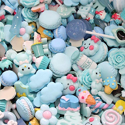 100pcs Cute Slime Charms Mixed Set Harz Flatback Making Supplies für DIY Craft Making und Ornament Scrapbooking Perlen Verschiedene Candy Fruit Cake Ornament von Ulalaza