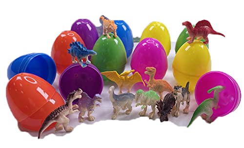 12 Stück Dinosaurier und 6,3 cm Ostereier gefüllt Kunststoff Überraschungseier Kinder Spielzeug Ostern Stuffers für Ostern Party Jagd Kinder Geschenke von Ulalaza