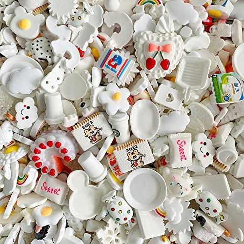50 süße Schleim-Charms,für Heimwerker, Bastelarbeiten und Ornamente, Scrapbooking-Perlen, verschiedene Süßigkeiten, Obst, Kuchen, Harz, Weihnachtsgeschenke, Spalier, Harz-Ornament-Kit, Zubehör von Ulalaza
