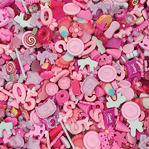 50 süße Schleim-Charms,für Heimwerker, Bastelarbeiten und Ornamente, Scrapbooking-Perlen, verschiedene Süßigkeiten, Obst, Kuchen, Harz, Weihnachtsgeschenke, Spalier, Harz-Ornament-Kit, Zubehör von Ulalaza