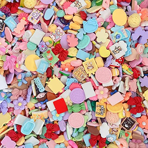 50 süße Schleim-Charms,für Heimwerker, Bastelarbeiten und Ornamente, Scrapbooking-Perlen, verschiedene Süßigkeiten, Obst, Kuchen, Harz, Weihnachtsgeschenke, Spalier, Harz-Ornament-Kit, Zubehör von Ulalaza