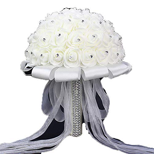 Hochzeitsstrauß, mit Blumen, Kristallrosen, Perlen, Brautjungfer, Hochzeitsstrauß, Brautschmuck, künstliche Seidenblumen Gr. One size, Xf10 Hochzeitsstrauß, mit Blumen, Kristallrosen, Perlen, Brautjungfer, Hochzeitsstrauß, Brautschmuck, künstliche Seidenblumen Gr. One size, Xf10 von Ulalaza